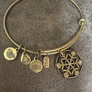 Alex and Ani Gold Bracelet with Black Snowflake Charm 2015